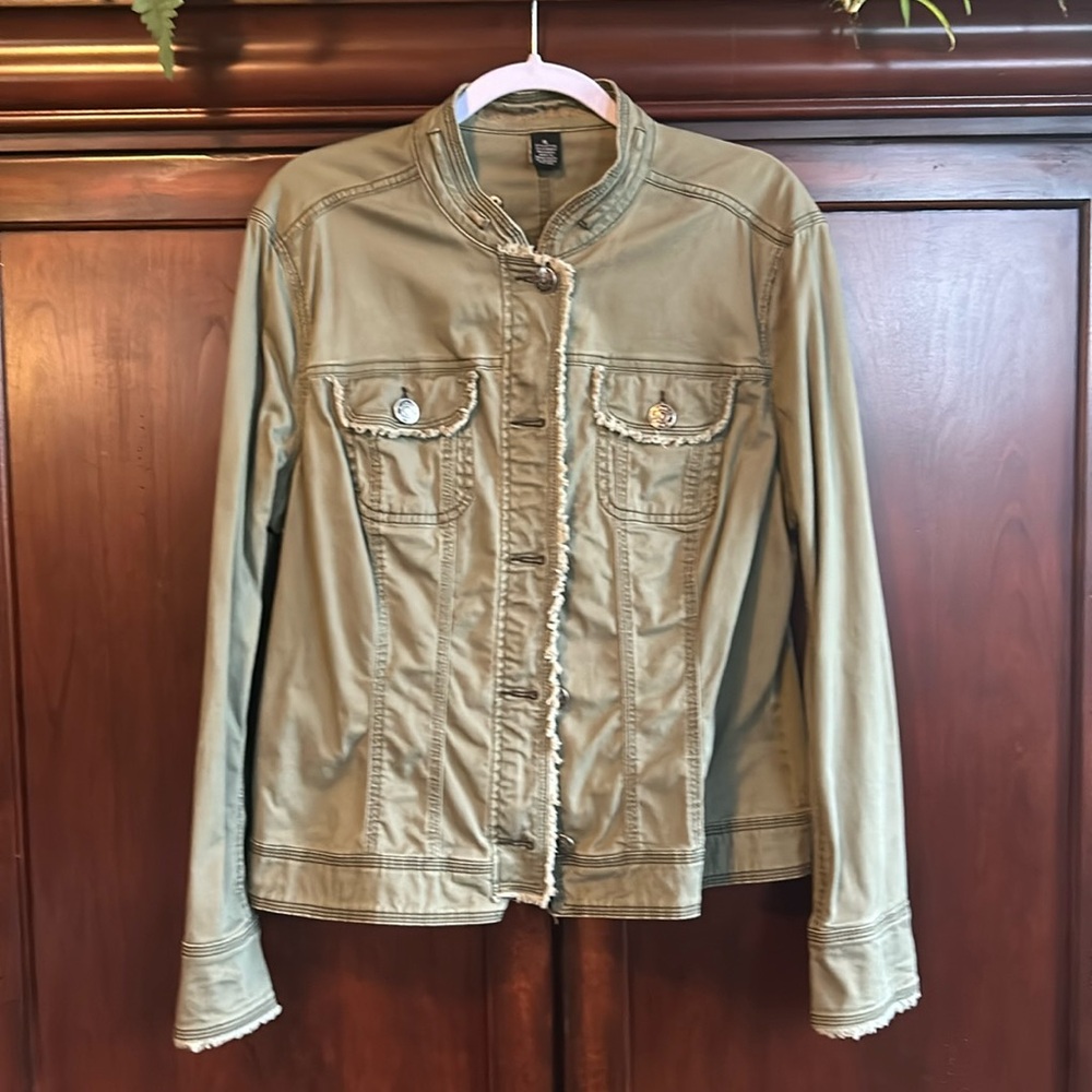 Army green fringes Jean jacket